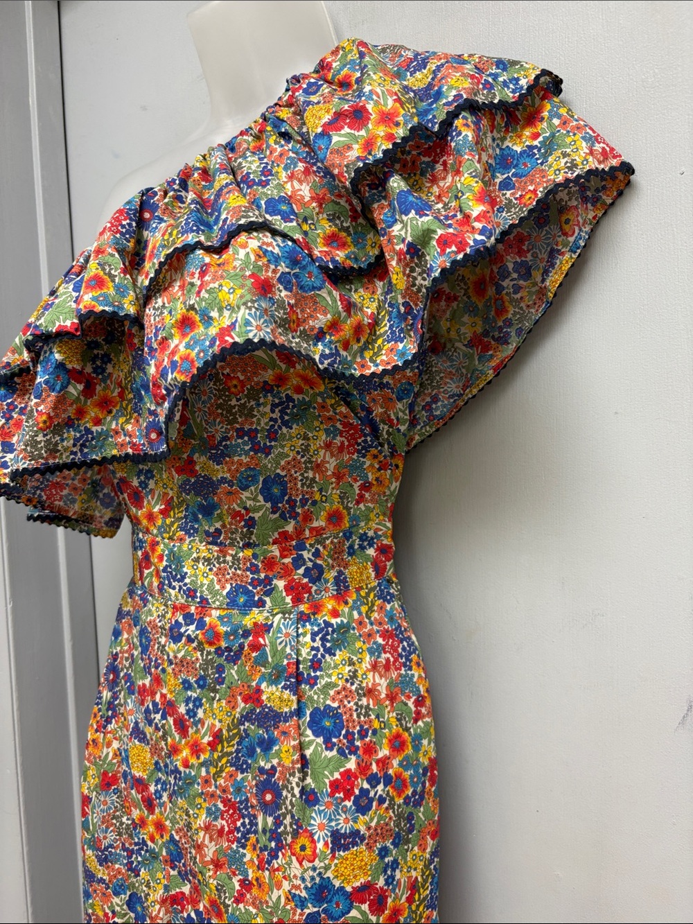 J.Crew Liberty London Margaret Annie Floral One-Shoulder Wide-Leg Jumpsuit 2 - Picture 6 of 16